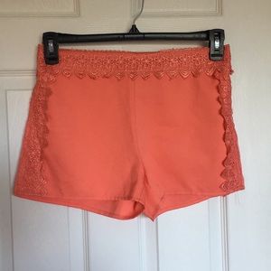 Coral lace shorts